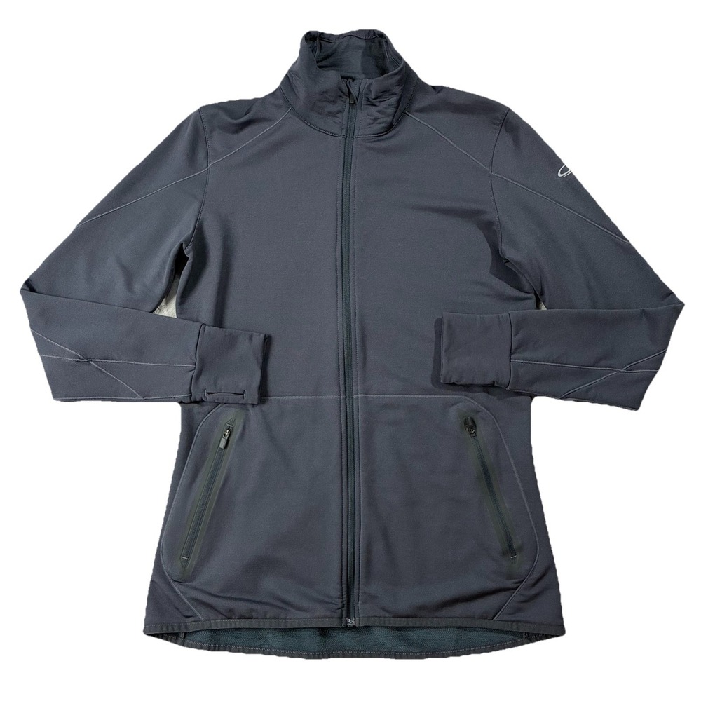 Icebreaker Full Zip Merino Mock Neck Jacket Base Layer Gray Women's L Gorpcore